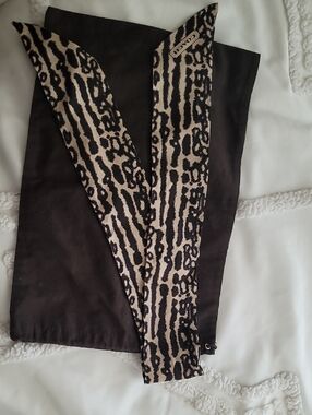 Coach Animal Print Skinny Scarf in Black and Beige
